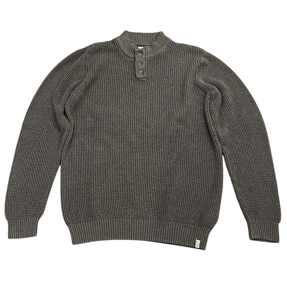 Old Ranch Pinecrest Waffle Knit Henley Sweater, Organic Cotton, Major Brown, XL - Picture 1 of 9